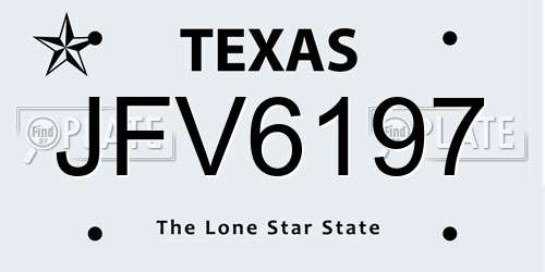 JFV6197 Texas License Plate