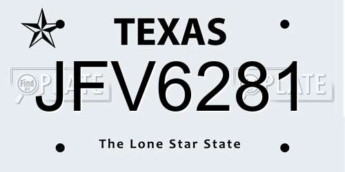 JFV6281 Texas License Plate