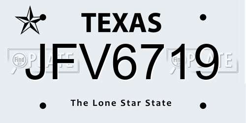JFV6719 Texas License Plate