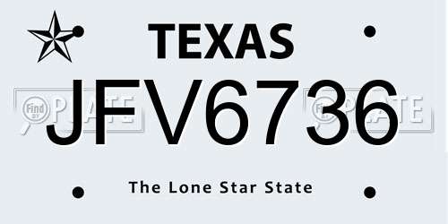 JFV6736 Texas License Plate