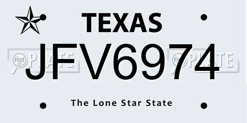 JFV6974 Texas License Plate