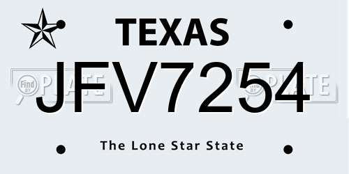 JFV7254 Texas License Plate