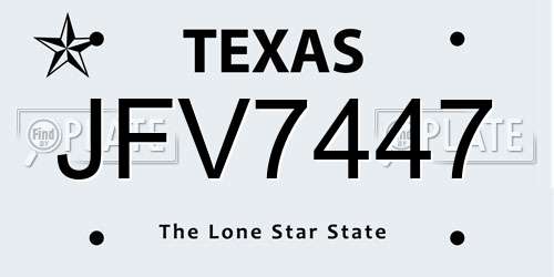 JFV7447 Texas License Plate