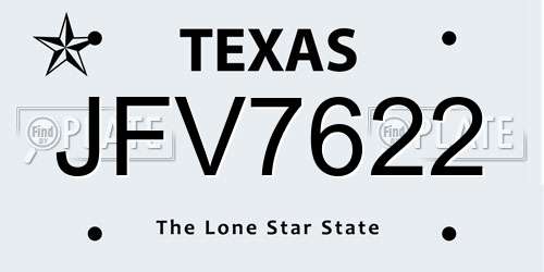 JFV7622 Texas License Plate