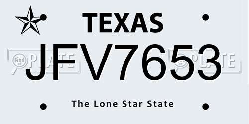 JFV7653 Texas License Plate