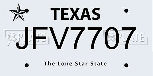 JFV7707 Texas License Plate