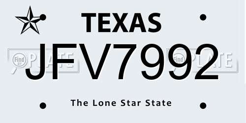 JFV7992 Texas License Plate