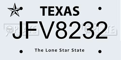JFV8232 Texas License Plate