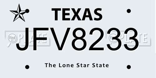 JFV8233 Texas License Plate