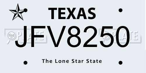 JFV8250 Texas License Plate