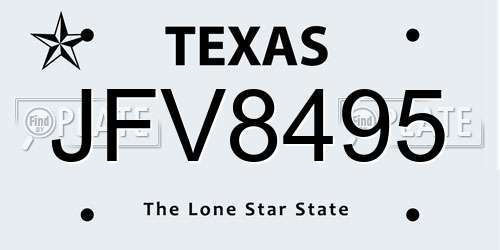 JFV8495 Texas License Plate