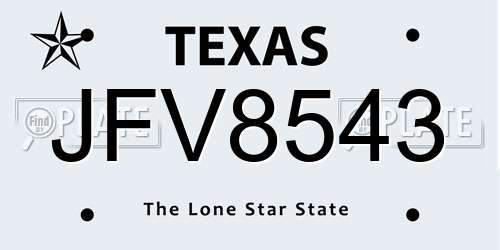JFV8543 Texas License Plate