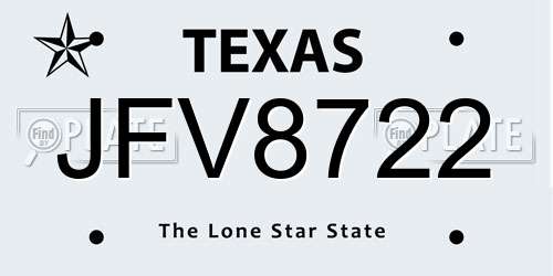 JFV8722 Texas License Plate