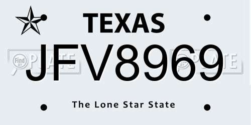 JFV8969 Texas License Plate