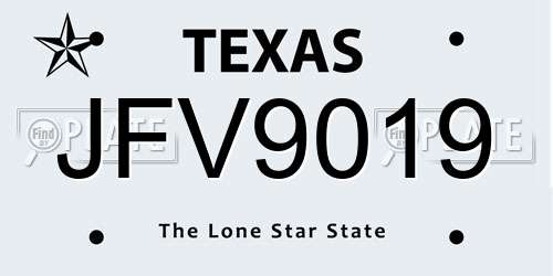 JFV9019 Texas License Plate