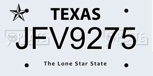 JFV9275 Texas License Plate
