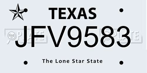 JFV9583 Texas License Plate