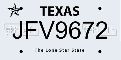 JFV9672 Texas License Plate