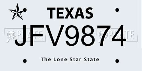 JFV9874 Texas License Plate