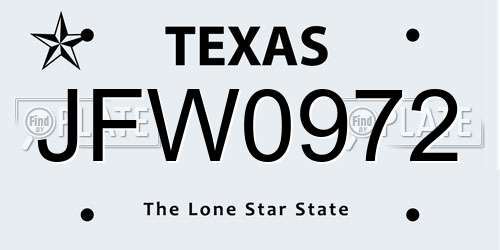 JFW0972 Texas License Plate