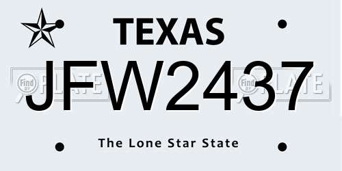 JFW2437 Texas License Plate