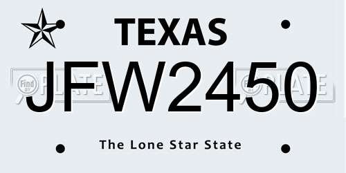 JFW2450 Texas License Plate