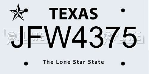 JFW4375 Texas License Plate