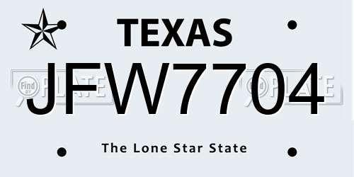 JFW7704 Texas License Plate