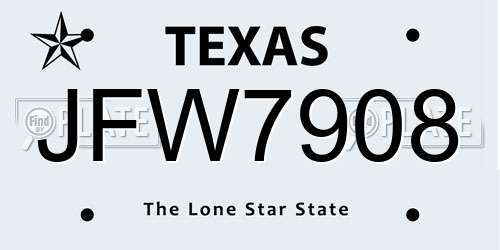 JFW7908 Texas License Plate