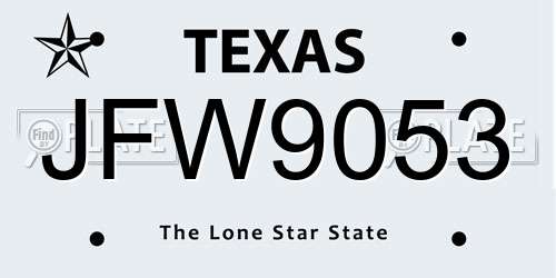 JFW9053 Texas License Plate