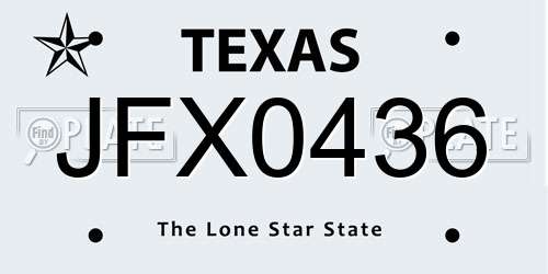JFX0436 Texas License Plate