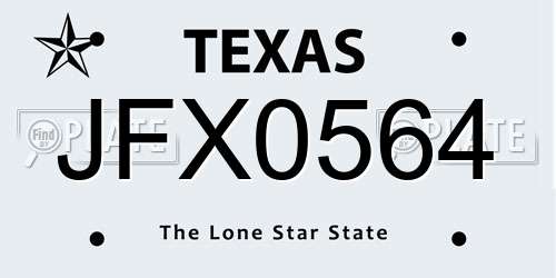 JFX0564 Texas License Plate