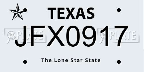 JFX0917 Texas License Plate