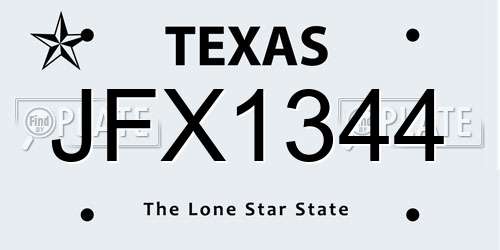 JFX1344 Texas License Plate