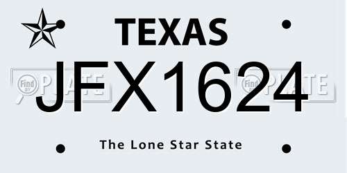 JFX1624 Texas License Plate