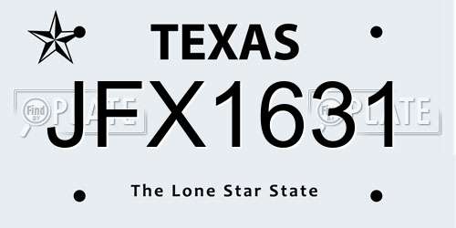 JFX1631 Texas License Plate
