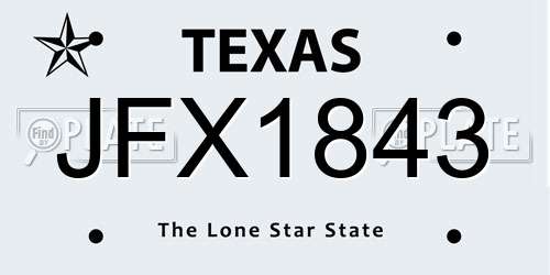 JFX1843 Texas License Plate
