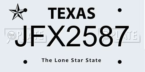 JFX2587 Texas License Plate