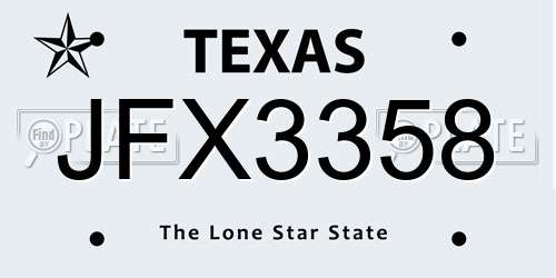 JFX3358 Texas License Plate