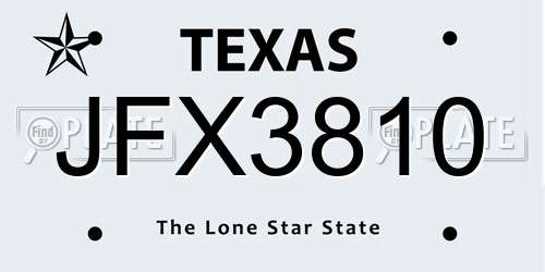 JFX3810 Texas License Plate