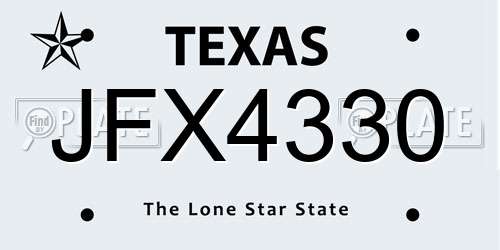 JFX4330 Texas License Plate