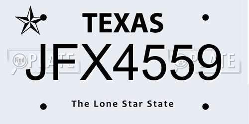 JFX4559 Texas License Plate