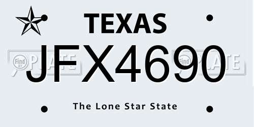 JFX4690 Texas License Plate
