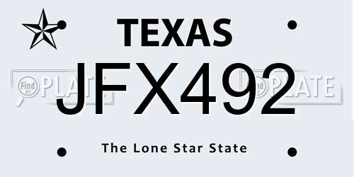 JFX492 Texas License Plate