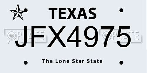 JFX4975 Texas License Plate