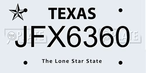 JFX6360 Texas License Plate