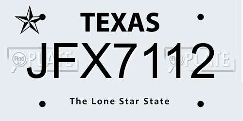 JFX7112 Texas License Plate