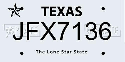 JFX7136 Texas License Plate