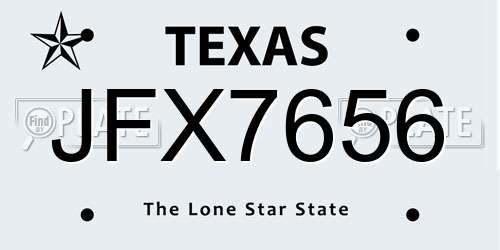 JFX7656 Texas License Plate