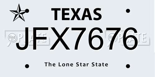 JFX7676 Texas License Plate
